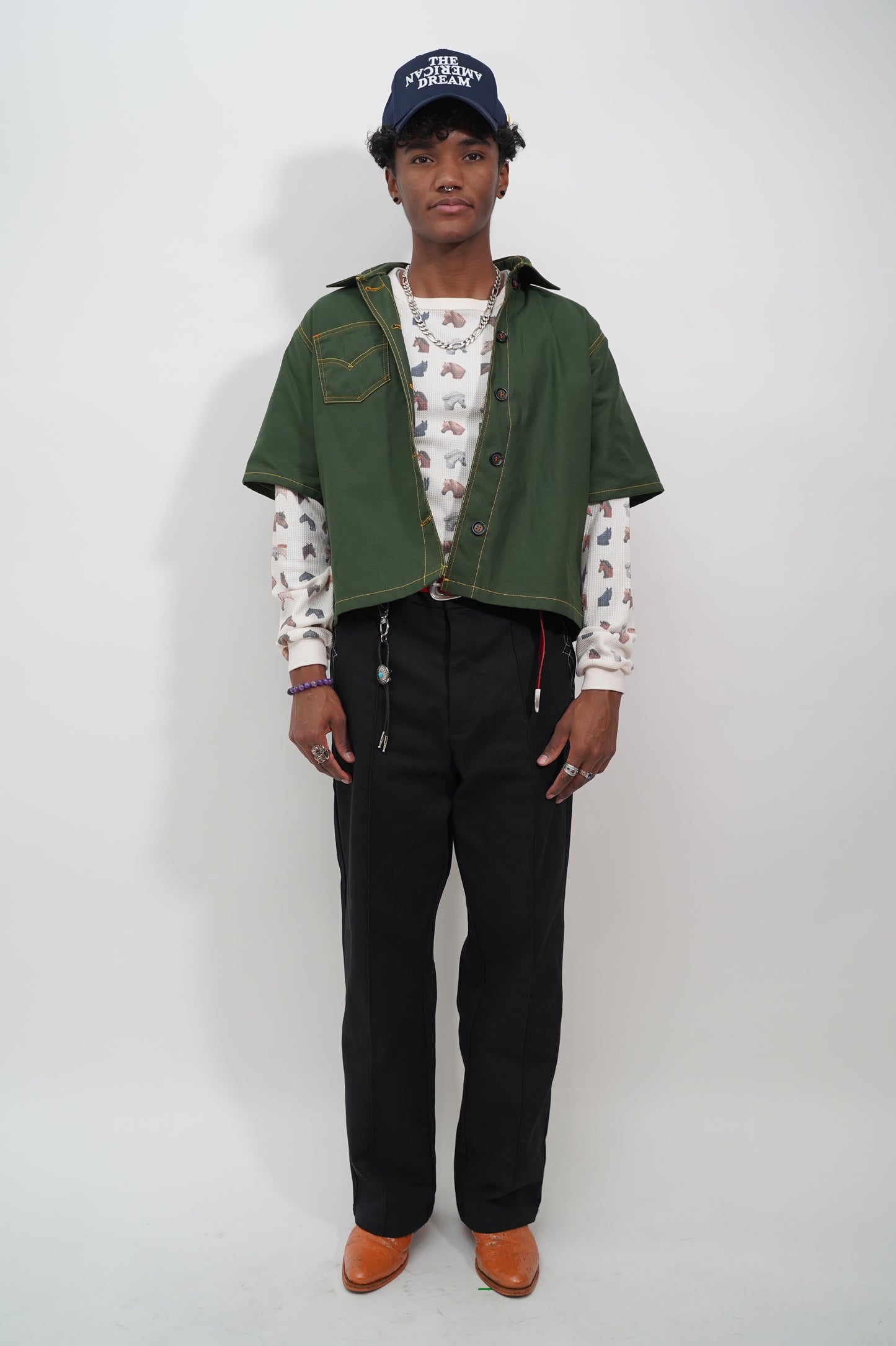 Western Button Down - Green